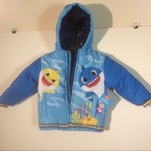 NEW Baby Shark Puffer Jacket Blue Toddler Coat Graphic w/ Hood Pink Frog *MARKS